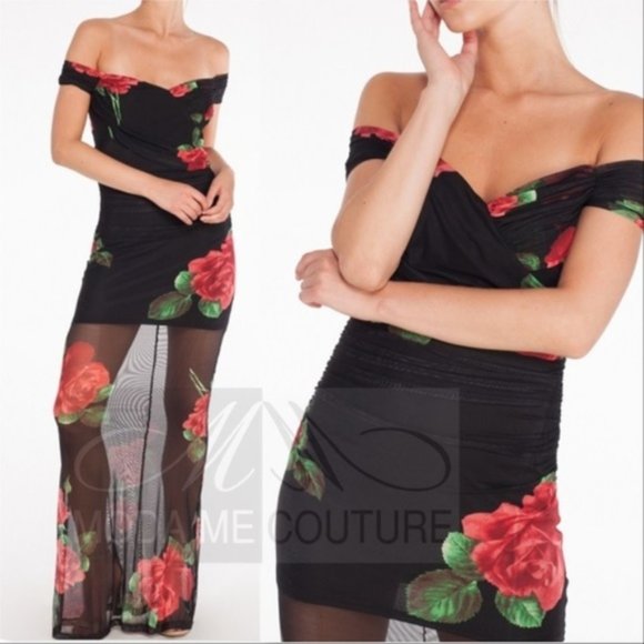 GLAM DOLLZ Rose Print Maxi Dress - Picture 2 of 3